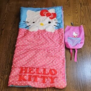 Hello Kitty Pink and Blue Sleeping Bag with Backpack